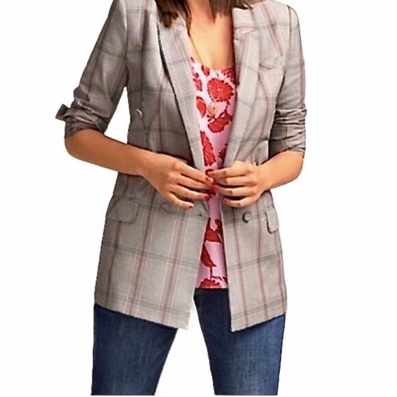 Cabi #5470 Women’s Sleuth Plaid Long Double oversized Breasted Blazer Size 8 EUC - Picture 4 of 14